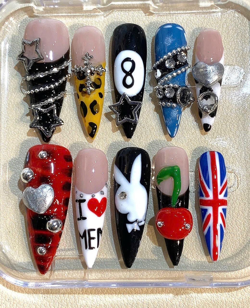 Handmade Punk Rock Press On Nails: 3D Nail Art