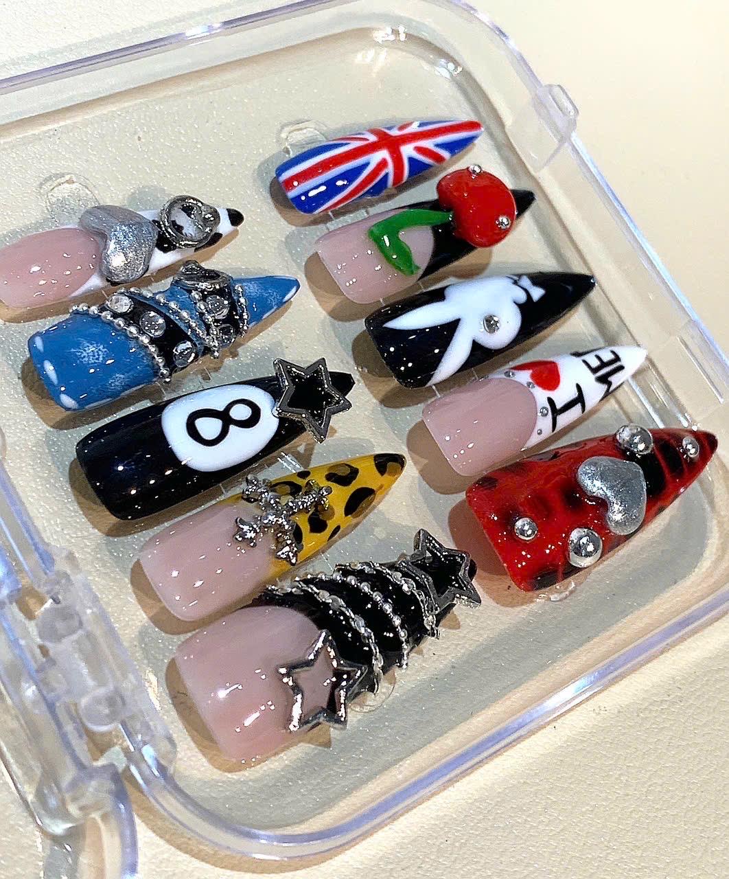 Handmade Punk Rock Press On Nails: 3D Nail Art