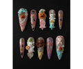 Handmade Cute Halloween Press On Nails | 3D Ghosts, Pumpkins, Spiders & Candy Charms | Pink Glitter Long Nails For Playful Vibe