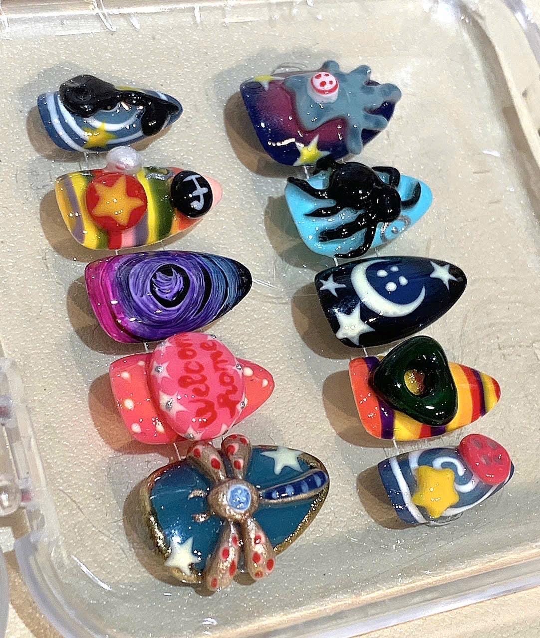3D Galaxy Press On Nails: Handmade Cosmic Nail Art Set