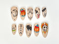 Hand-Painted Halloween Press On Nails | Ghost, Pumpkin, Cat & Skull Nail Art | Unique Handmade Nail | Horror-Inspired Nail Art | JB188HK
