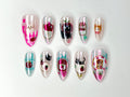 Kawaii Cat Press On Nails | Cherry & Strawberry Nail Art | Cute Handmade Nails | Pink Pearl Nail Set | Anime Inspired Nails | JC1142BC