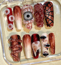 3D Halloween Press On Nails: Eyeball, Snake, Spider Web Design
