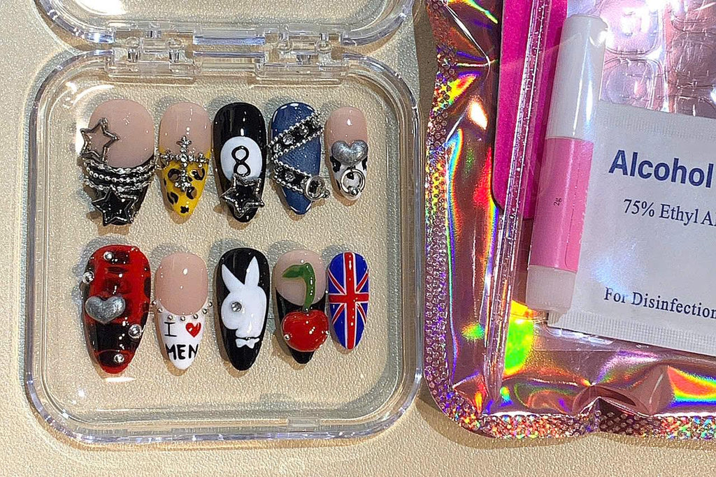 Handmade Punk Rock Press On Nails: 3D Nail Art