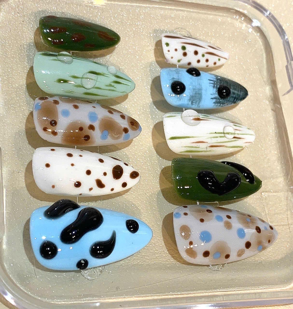 Earth Tone Polka Dot Press On Nails: Abstract Nature Design
