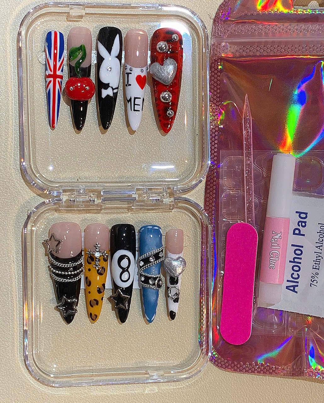 Handmade Punk Rock Press On Nails: 3D Nail Art