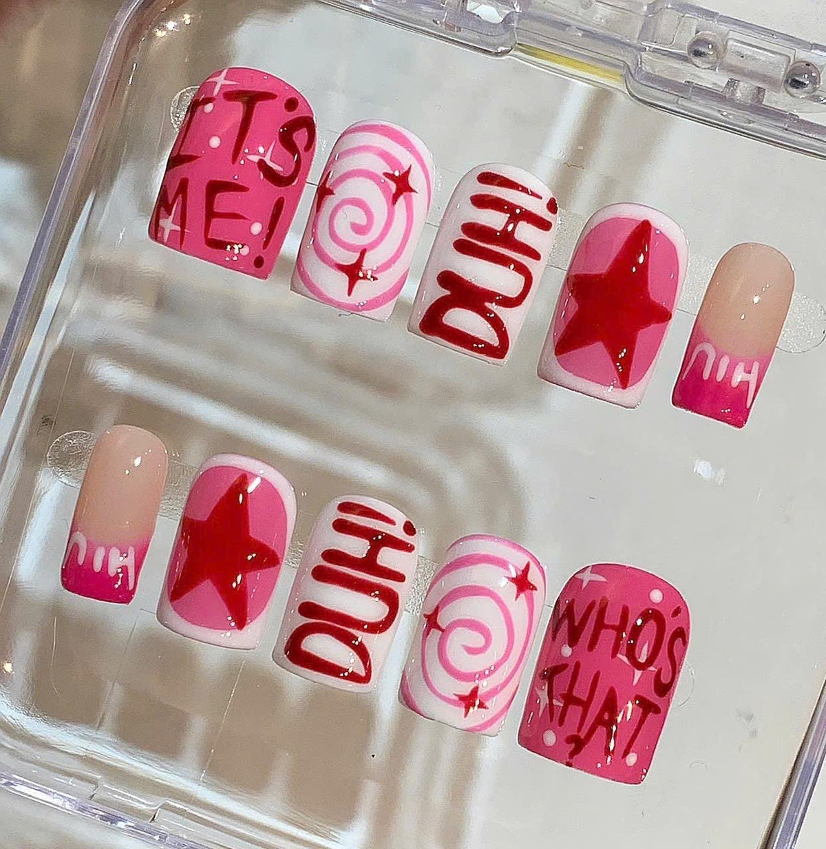 Y2K Pop Art Press On Nails – Barbie Pink Retro Nail Set