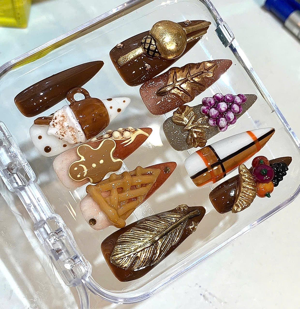 Autumn Press On Nails | Caramel Coffee Fall Nail Art