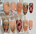 Nude Mint Press On Nails | Chrome Swirl, Floral 3D & Zebra Print