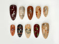 Elegance Fall Press On Nails | Chic Neutral Tones & Metallic Accents | Handmade Autumn-Inspired Stiletto Nails | Neutral Nail Art | JB177HK