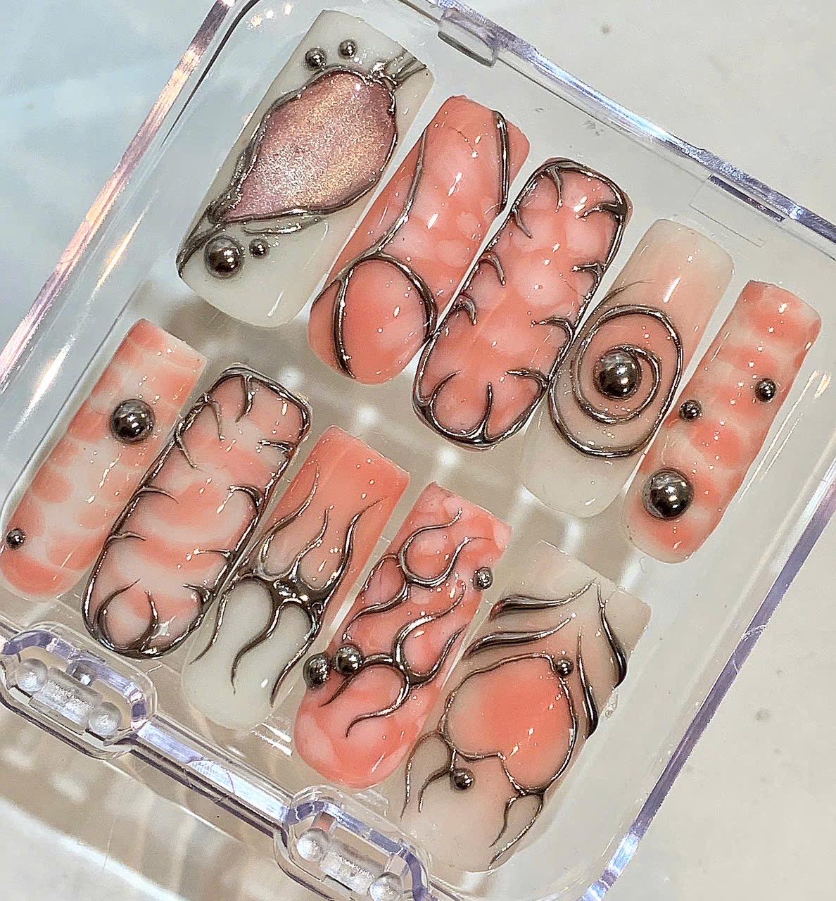Handmade Nude French Press On Nails - Matte & Glossy Reusable Nail Art Set