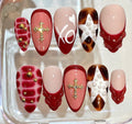Red Heart Press On Nails | Pearl Star, 3D Cross Nail Set