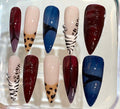 Animal Print Press On Nails | Leopard Zebra Nail Set | Red Blue Nude Fake Nails