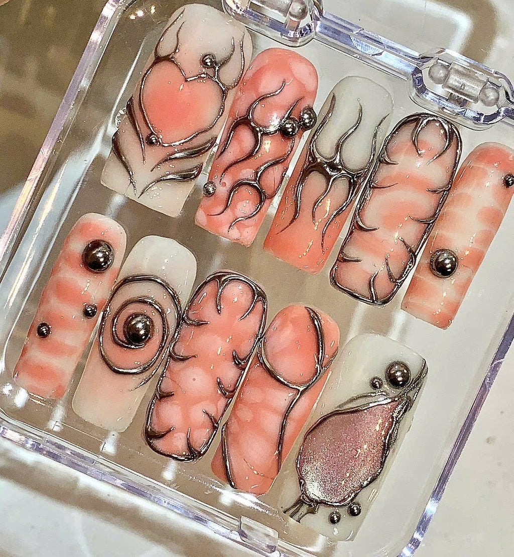 Handmade Nude French Press On Nails - Matte & Glossy Reusable Nail Art Set