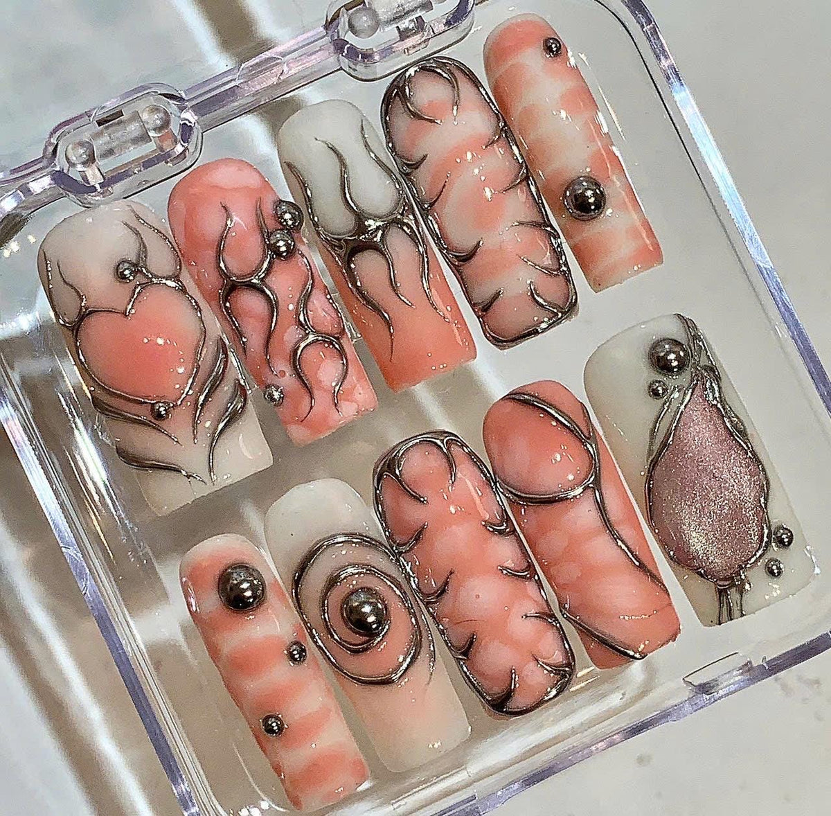 Handmade Nude French Press On Nails - Matte & Glossy Reusable Nail Art Set