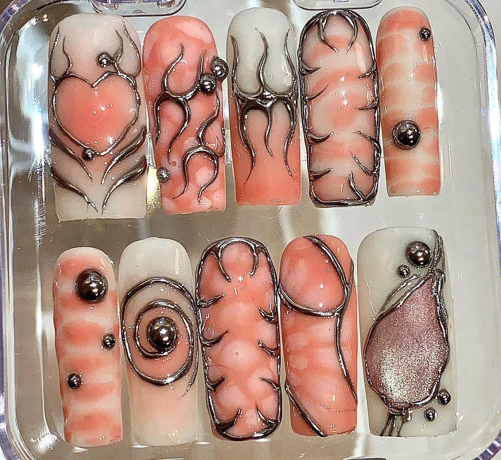 Handmade Nude French Press On Nails - Matte & Glossy Reusable Nail Art Set