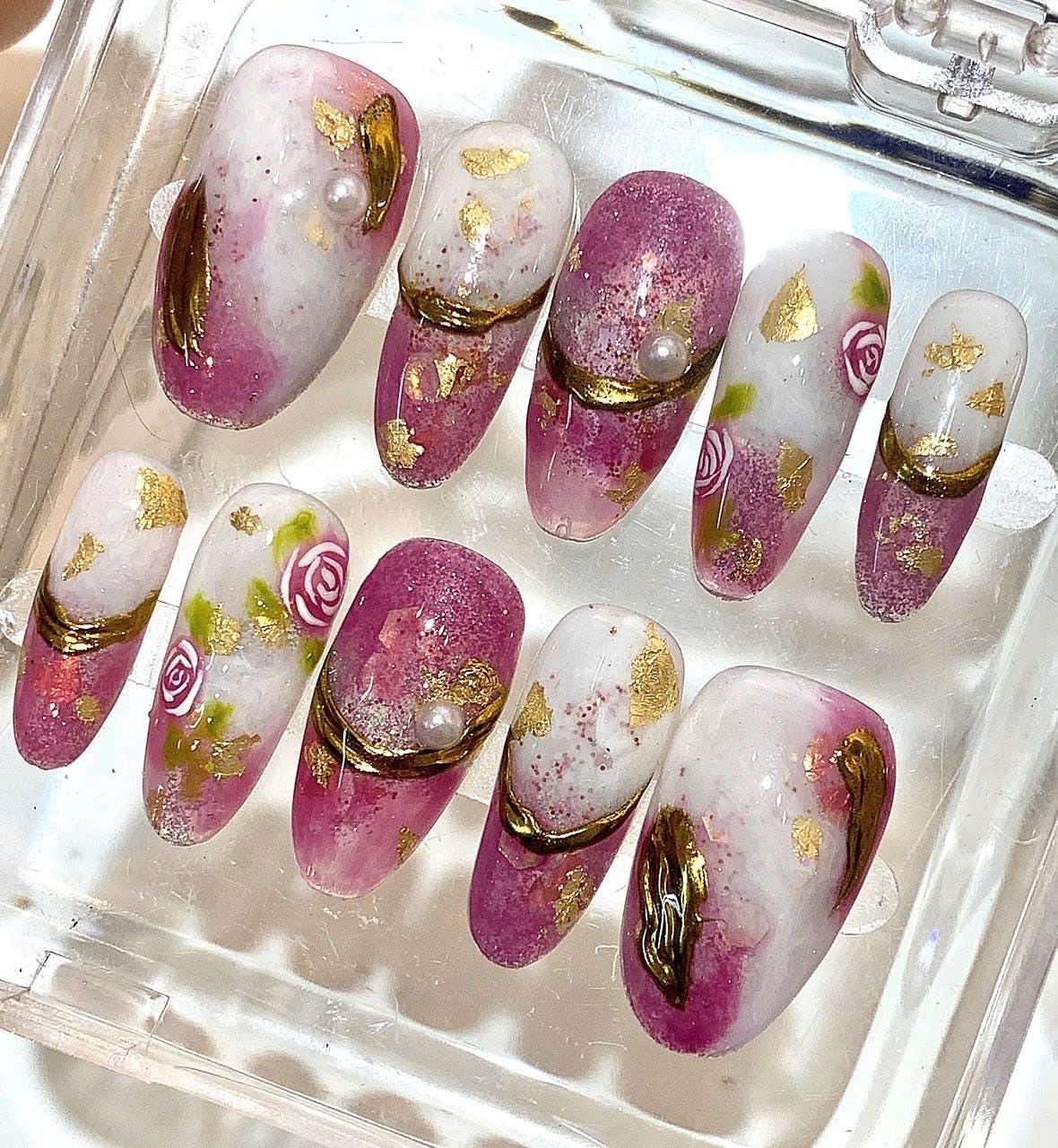 Purple Gold Rose Nails | Luxury Press On Nails