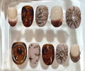 Brown Tortoise Press On Nails – Sun Moon Snake Nail Art