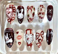 Valentine's Day Press On Nails | Red Heart Bow, Bunny Nail Art