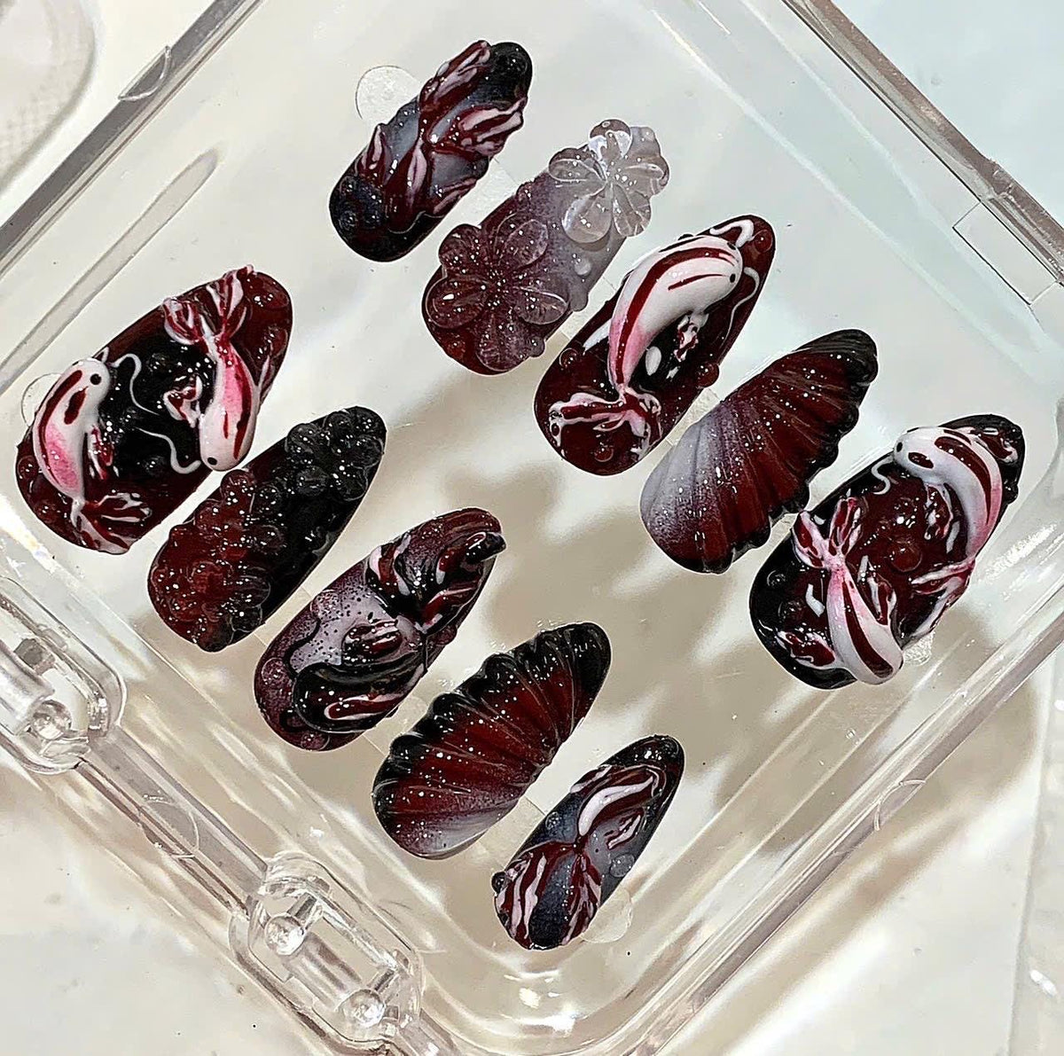 3D Koi Fish Press On Nails | Japanese Style Luxury Nail Art Set