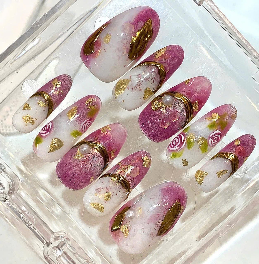 Purple Gold Rose Nails | Luxury Press On Nails