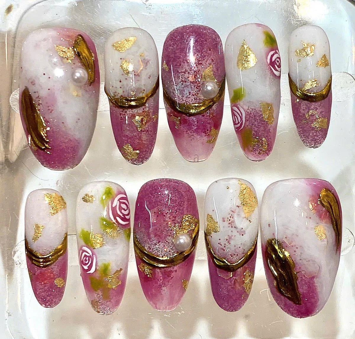 Purple Gold Rose Nails | Luxury Press On Nails