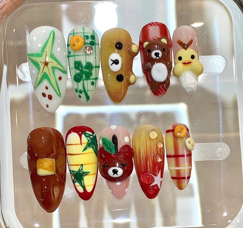 Kawaii 3D Animal Press On Nails | Handmade Cartoon Nail Art