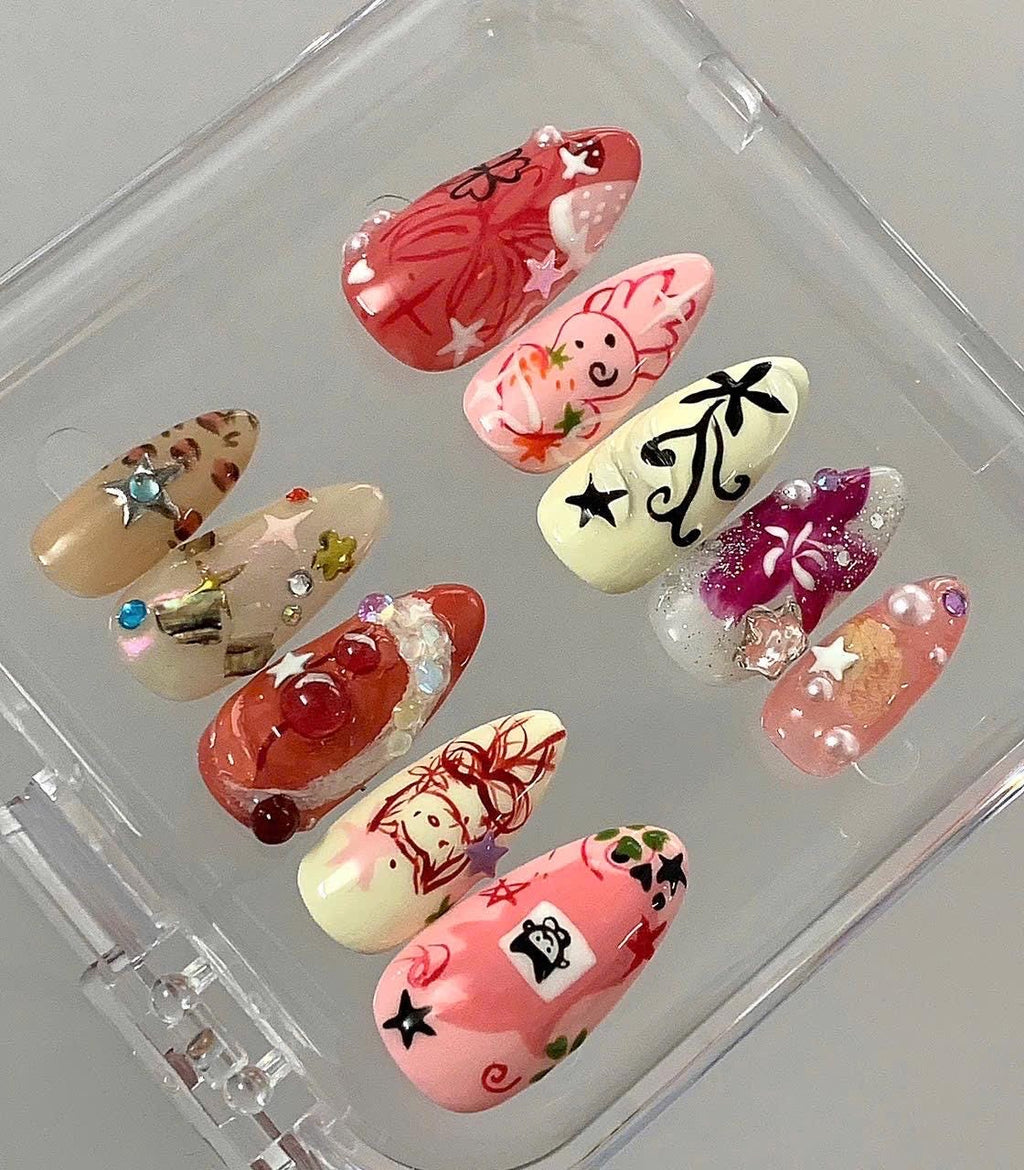 Kawaii Press On Nails | Y2K Pink Nail Art Set