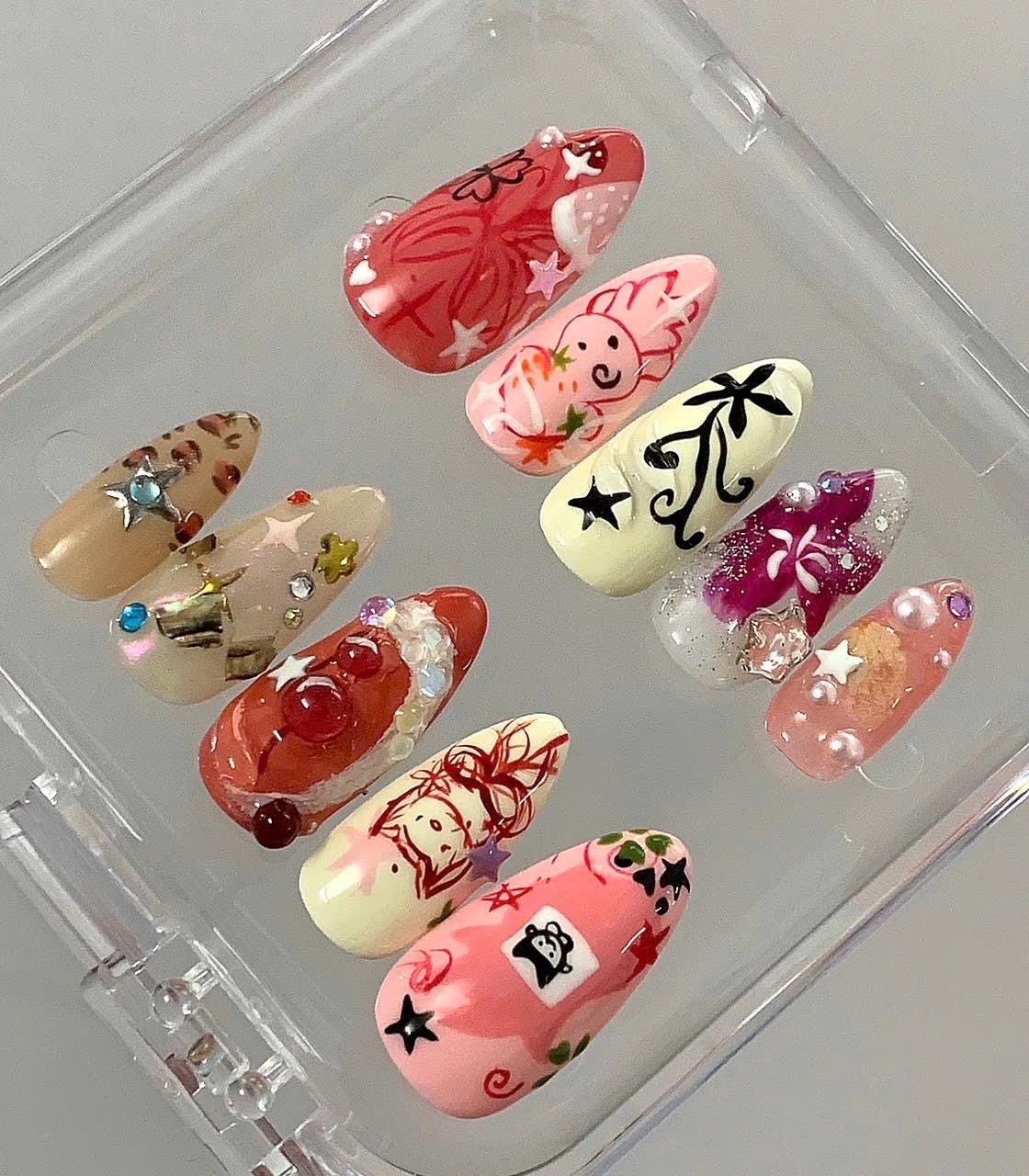 Kawaii Press On Nails | Y2K Pink Nail Art Set