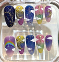 Celestial Press On Nails | Handmade Galaxy Star Moon Design