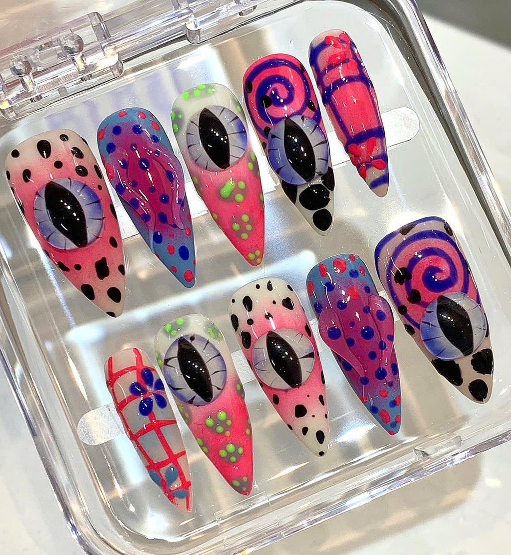 Creepy Monster Eye Press On Nails | Y2K Gothic Nail Set