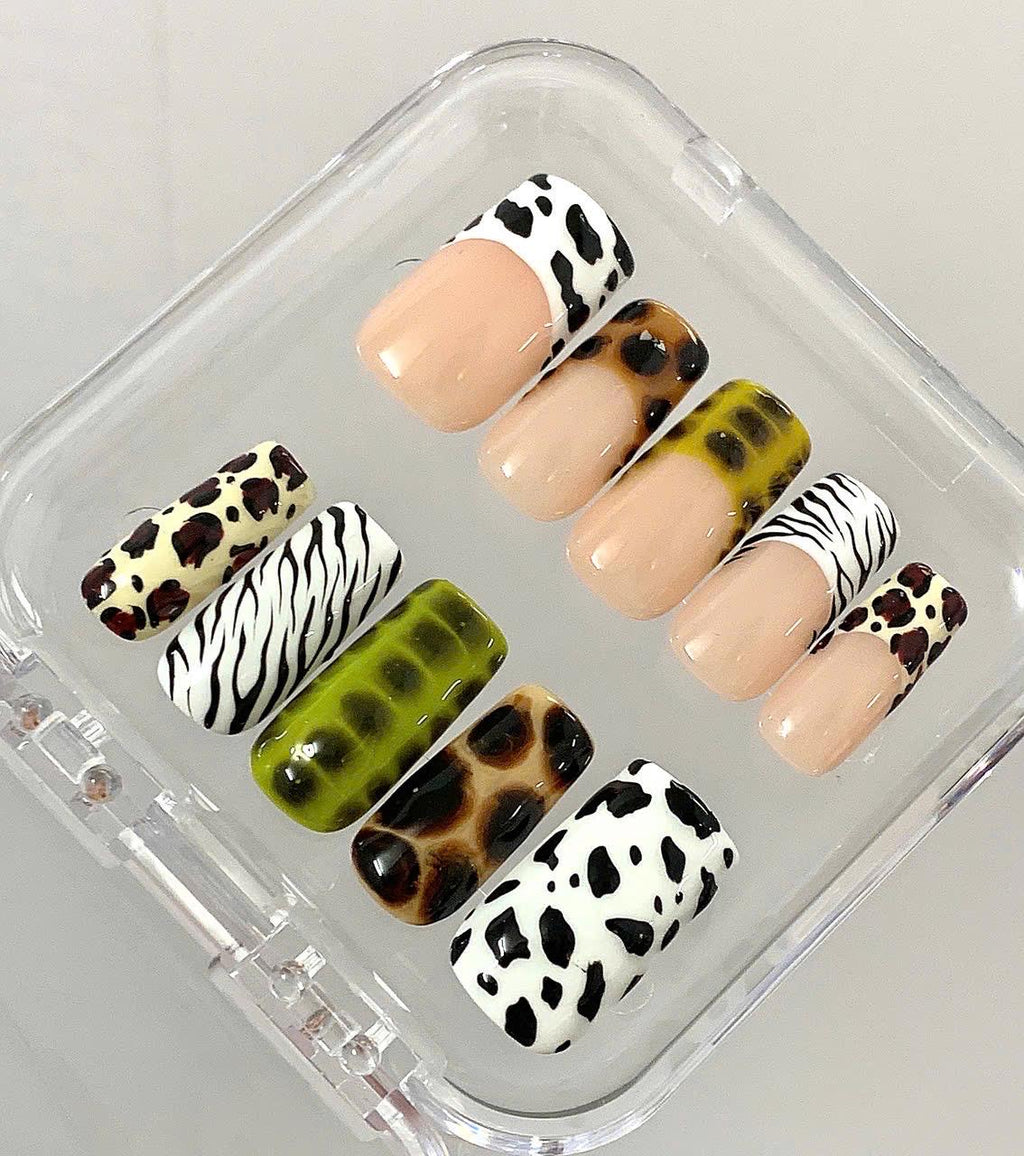 Animal Print Press On Nails | Cow, Leopard, Zebra | Trendy Fake Nails