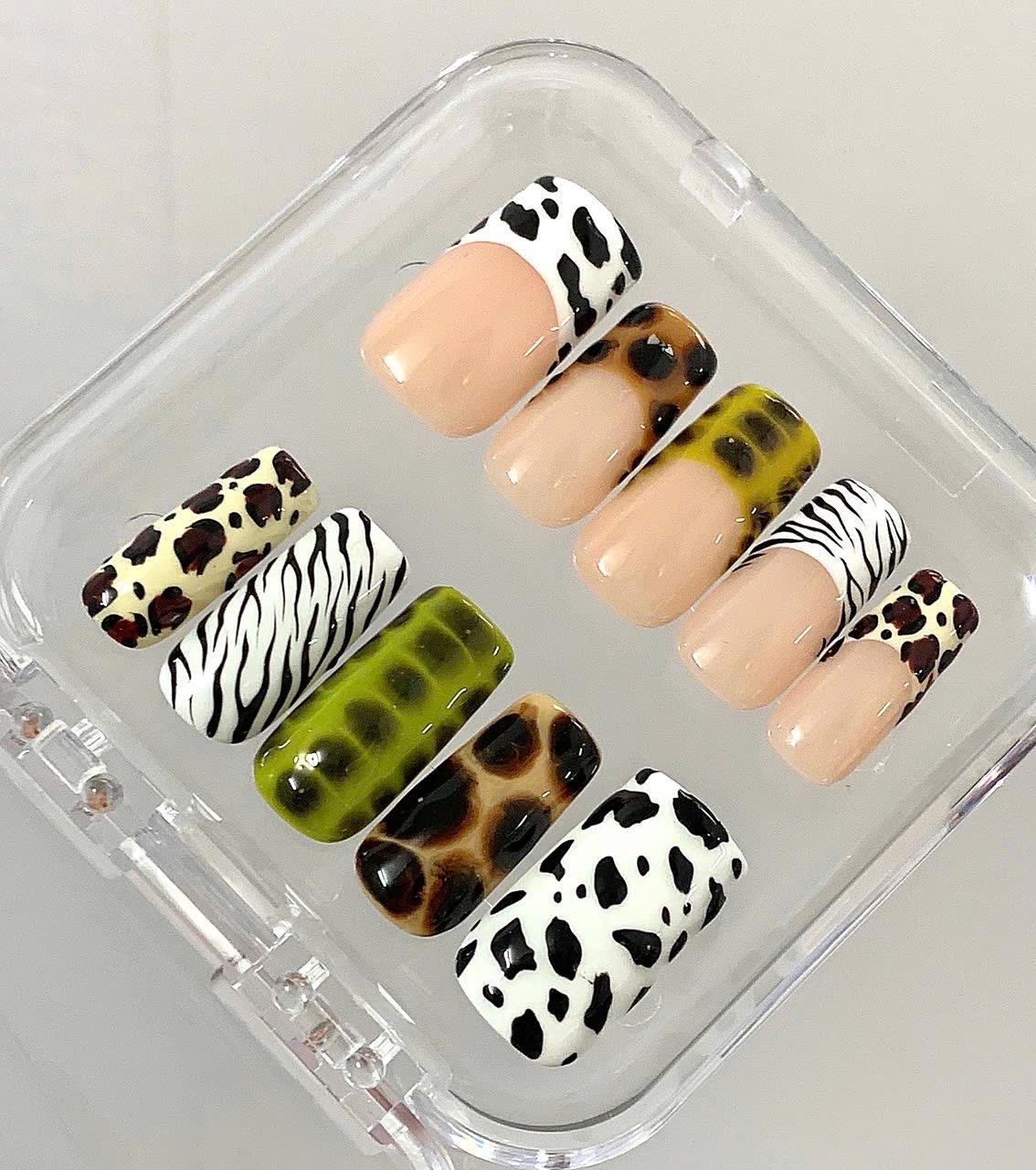 Animal Print Press On Nails | Cow, Leopard, Zebra | Trendy Fake Nails