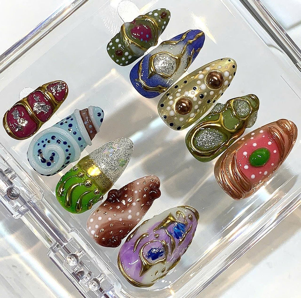Abstract 3D Press On Nails | Colorful Art Nails | Handmade Statement Nail Set