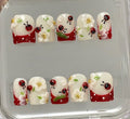 Ladybug Floral Press On Nails | 3D Flower Cute Nails | Red White Polka Dot Fake Nails