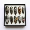 Vintage Silver Chrome Floral Press On Nails, Luxury Handmade 3D Bows Pearls & Lace, Coquette Cyber Fairy Grunge Nails Set