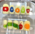 Fruit Press On Nails | Caterpillar Nail Art | Kawaii Yellow Nails Handmade