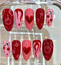 Cherry Heart Press On Nails | Y2K Valentine's Day, Red & Pink