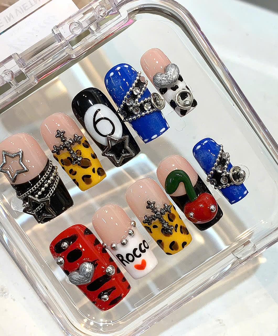 Handmade Punk Rock Press On Nails: 3D Nail Art