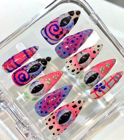 Creepy Monster Eye Press On Nails | Y2K Gothic Nail Set