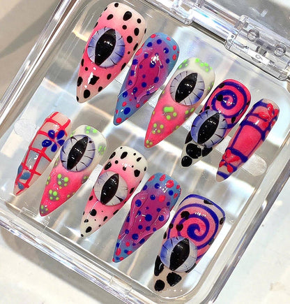 Creepy Monster Eye Press On Nails | Y2K Gothic Nail Set