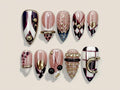 Gold Ring Luxury Press On Nails | Pearl Nude & Gold Hardware Nails | Luxury Gilded Almond Nail Art | High Fashion Jewelry Nail Set | JB296EC