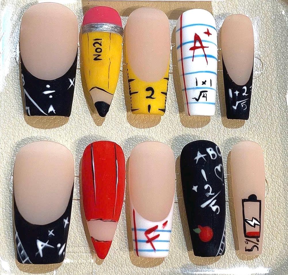 Back to School Press On Nails: Handmade Classroom Design