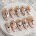 Marble Press On Nails | Rhinestone Starburst, Glitter Heart Nail Art