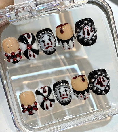 Creepy Clown Press On Nails: Gothic Horror Halloween Nail Art Set