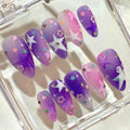 Y2K Star Press On Nails: Purple Pink Cosmic Ombre, Celestial Glitter