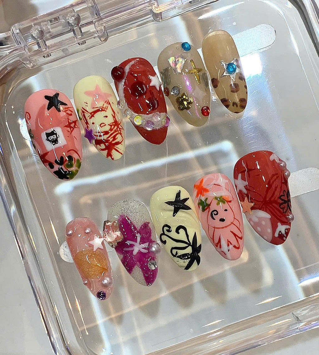 Kawaii Press On Nails | Y2K Pink Nail Art Set