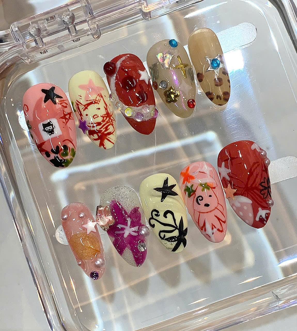 Kawaii Press On Nails | Y2K Pink Nail Art Set