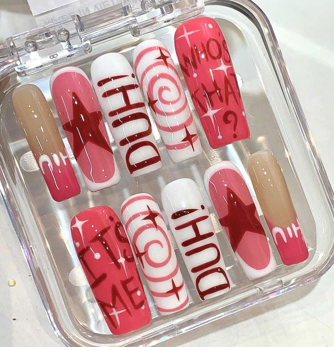 Y2K Pop Art Press On Nails – Barbie Pink Retro Nail Set
