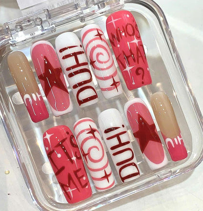 Y2K Pop Art Press On Nails – Barbie Pink Retro Nail Set